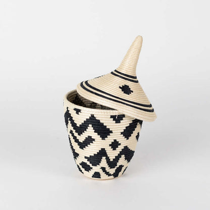 Sisal Peace Basket in Boutique Clover, Small Decorative Basket with lid