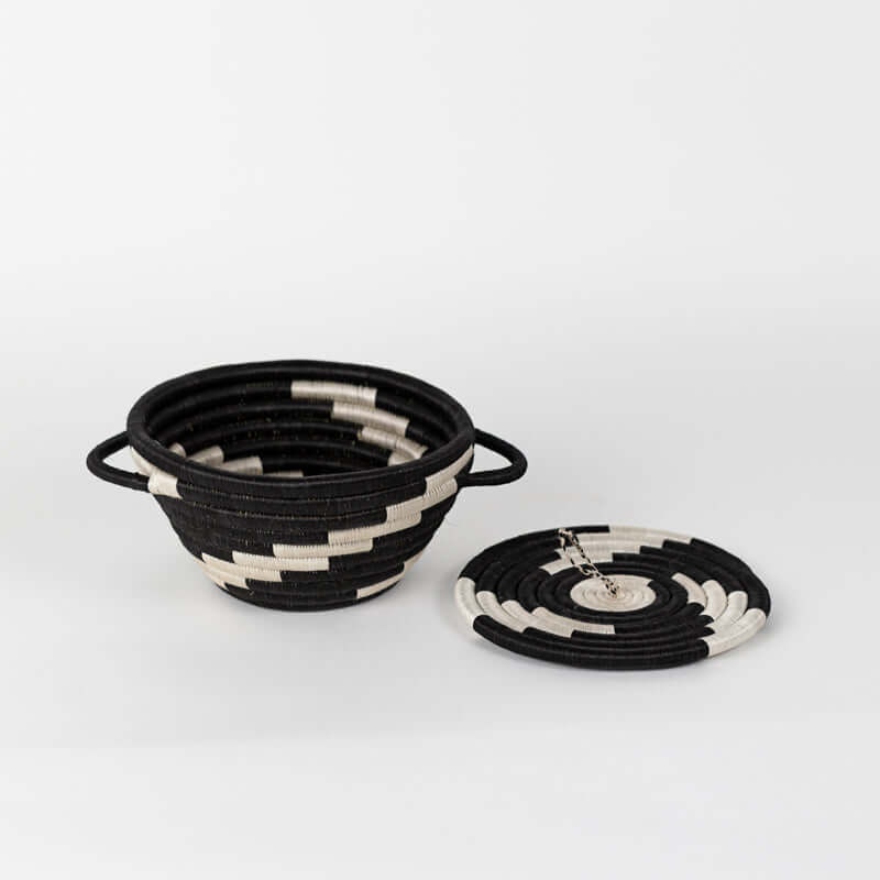 Woven Pot with Lid - Medium, Handwoven medium bowl with lid