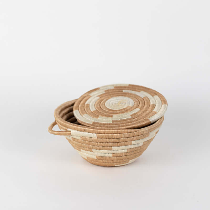 Woven Pot with Lid - Medium, Handwoven medium bowl with lid