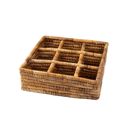 Banana Leaf Square Divided Serving Tray | Artisanal Handwoven Tray