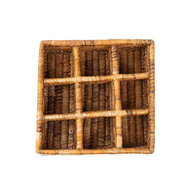 Banana Leaf Square Divided Serving Tray | Artisanal Handwoven Tray