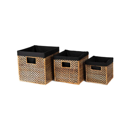 Banana Panel Nesting cubes, Woven Storage Boxes, Artisanal 