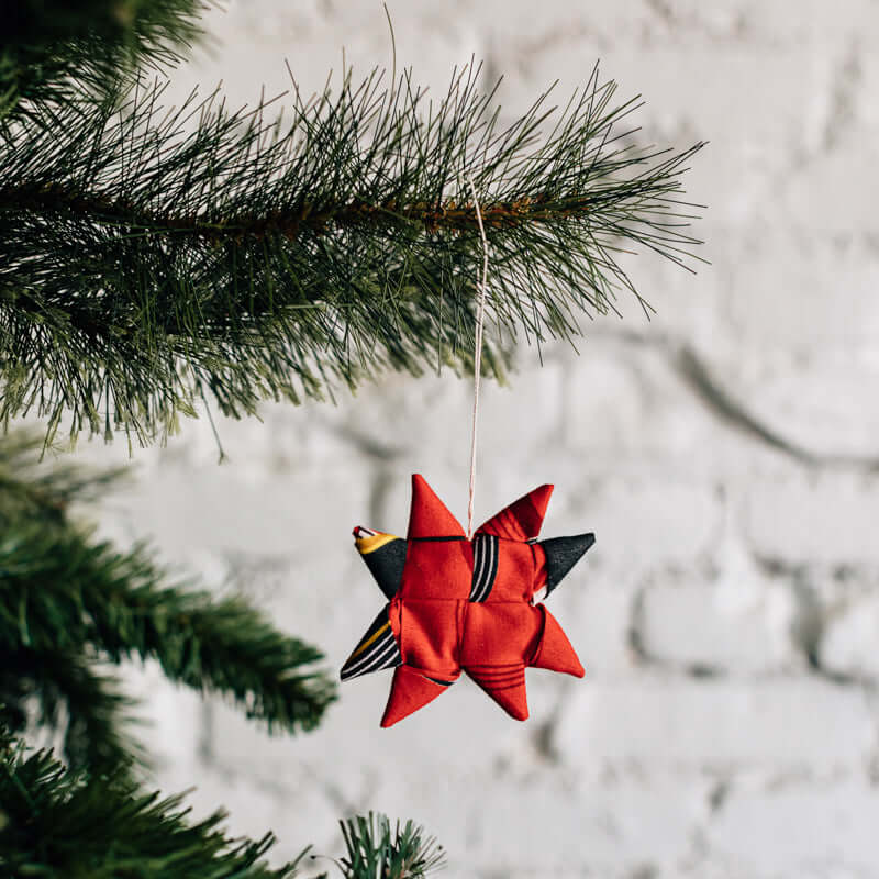 Fabric Star Ornament | Christmas Tree Décor Items, Handmade, Red 