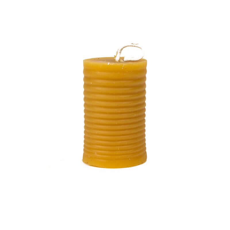Ribbed Pillar Candle | Artisanal Candle made with natural beeswax 