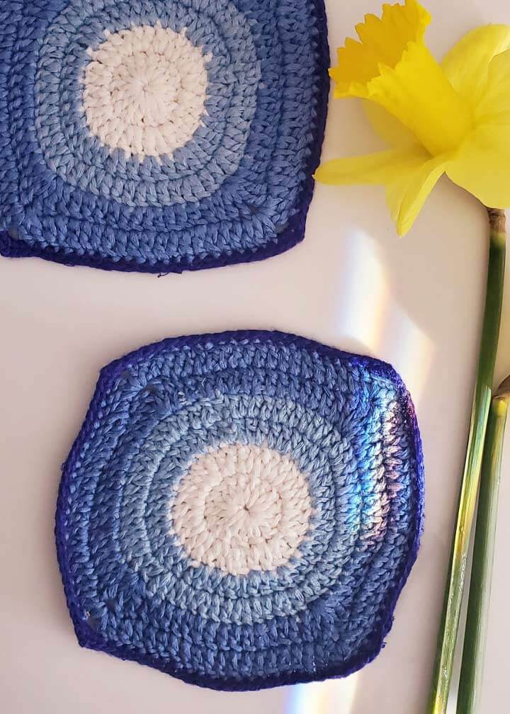 Square Blue Shade Crochet Coaster – Handmade – Set of 2 or 4