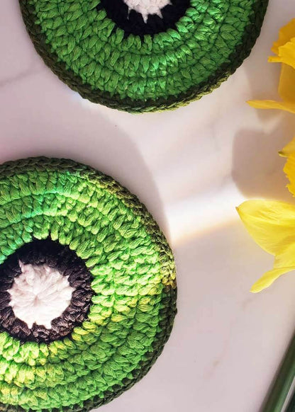 Kiwi-Fruit Crochet Coaster – Handmade – Set of 2 or 4