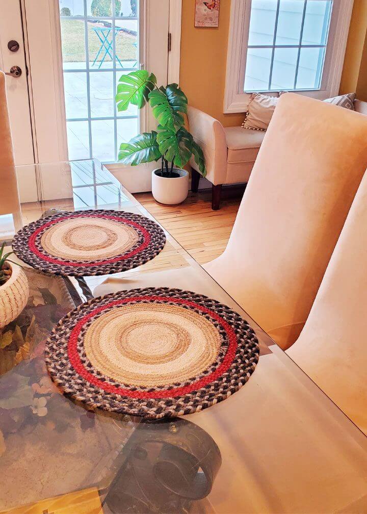 Hand Braided Jute Table Mat- Round-Set of 2 | Artisanal Placemats 