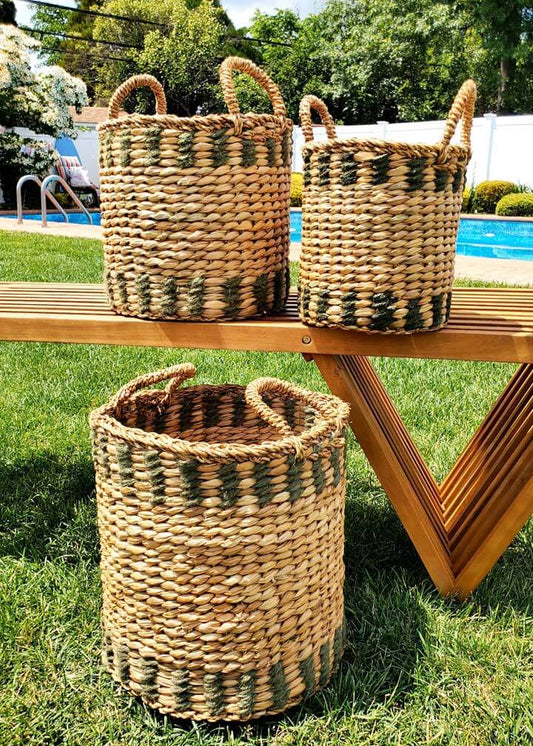 Handmade Seagrass Storage | Artisanal Plant Basket with Handles