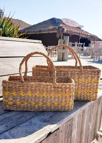 Artisan-made Seagrass French Market Bag | Beach Basket with Handle