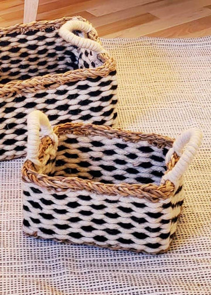 Seagrass & Jute Storage Basket | Artisan-made Toy Organizer