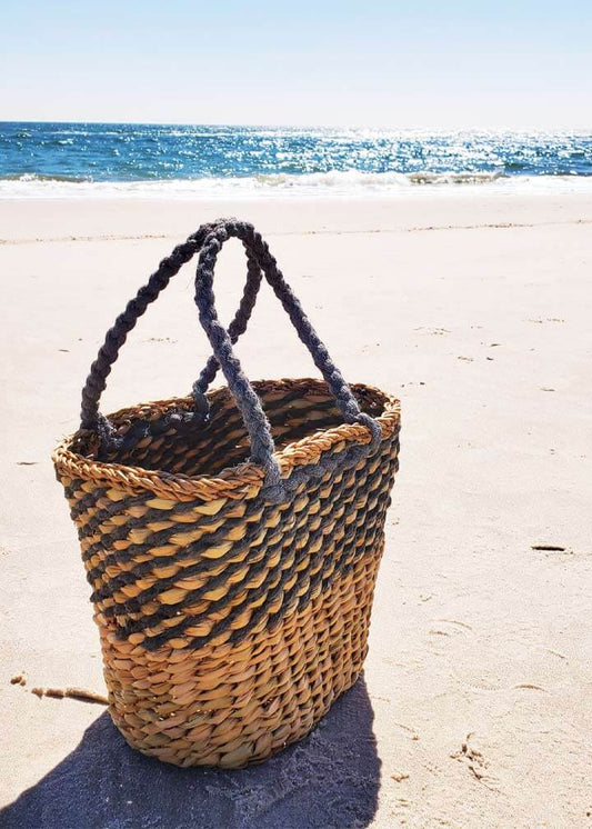 Seagrass and Jute French Market Bag | Artisan Beach Bag, Picnic Bag