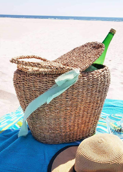 Sea Grass Picnic Basket with Lid | Artisan-made Camping Basket