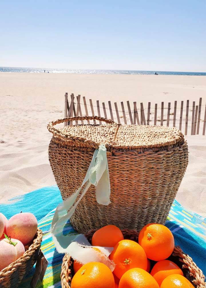 Sea Grass Picnic Basket with Lid | Artisan-made Camping Basket