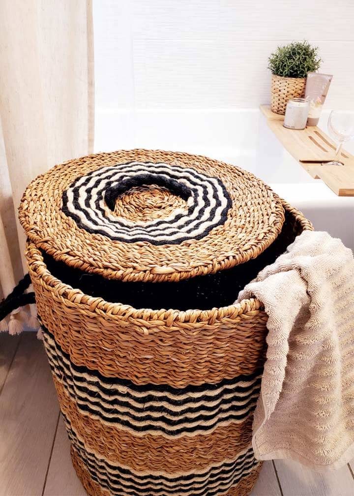 Large Laundry Basket with Lid | Seagrass & Jute Laundry Basket